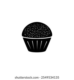 Black Muffin Icon isolated on a White Background Vector Illustration.
