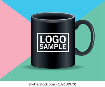 black mug ceramic mockup icon vector illustration design