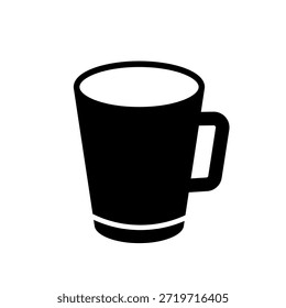 Taza negra para el café o el té, icono del Vector	