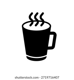 Taza negra para el café o el té, icono del Vector	