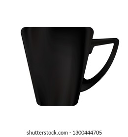 Black mug cup isolated on white background. Cup coffee.