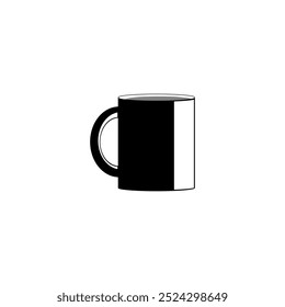 Taza negra con un mango en el lado izquierdo