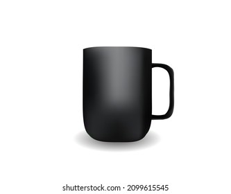Black mug mockup, mug 3d rendering vector illustration