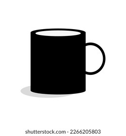 Black mug on white background. Vector illustration.