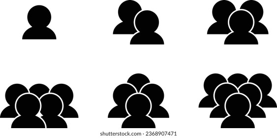 Black multiple user icon set