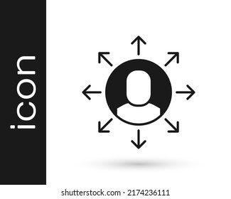 Black Multitasking manager working icon isolated on white background.  Vector