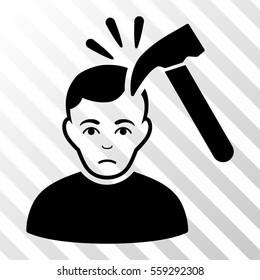 Black Murder With Hammer toolbar icon. Vector pictogram style is a flat symbol on diagonal hatch transparent background.