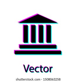 Black Museum building icon isolated on white background.  Vector Illustration