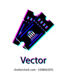 Black Museum ticket icon isolated on white background. History museum ticket coupon event admit exhibition excursion.  Vector Illustration