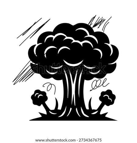 black mushroom cloud symbol of nuclear war disaster and big atomic destruction