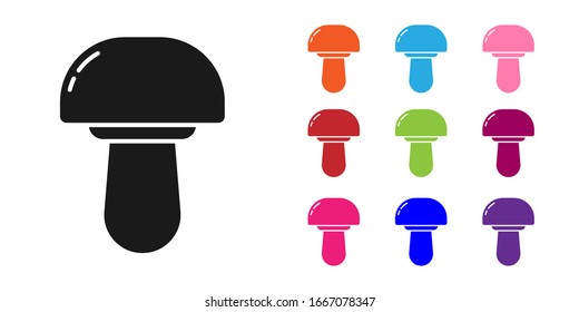 Black Mushroom icon isolated on white background. Set icons colorful. Vector Illustration