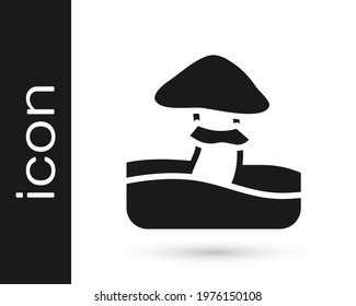 Black Mushroom icon isolated on white background.  Vector