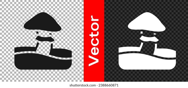 Black Mushroom icon isolated on transparent background.  Vector