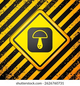 Black Mushroom icon isolated on yellow background. Warning sign. Vector