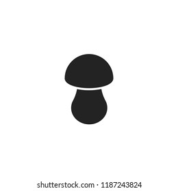 Black mushroom. Isolated vector icon in flat style. Flat style. Silhouette of a mushroom.