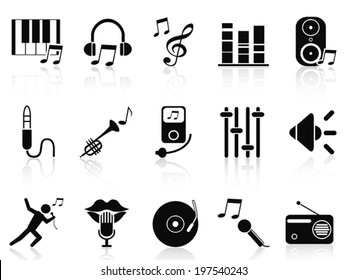 black music audio icons set