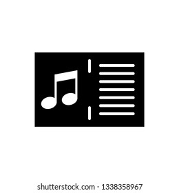 Black Music book with note icon isolated on white background. Music sheet with note stave. Notebook for musical notes. Vector Illustration