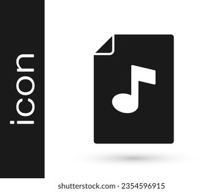 Schwarzes Musikbuch mit Notensymbol einzeln auf weißem Hintergrund. Musikblatt mit Notenfleck. Notebook für musikalische Noten.  Vektorgrafik
