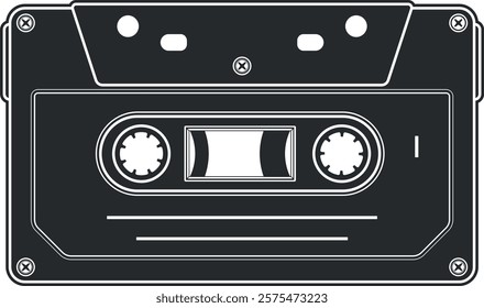 black music cassette without background