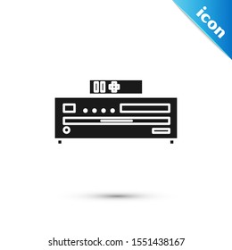 Black Music CD player icon isolated on white background. Portable music device.  Vector Illustration