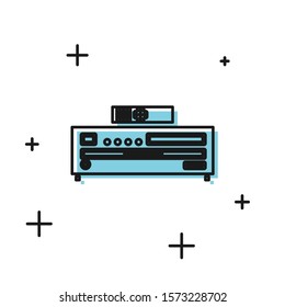 Black Music CD player icon isolated on white background. Portable music device.  Vector Illustration