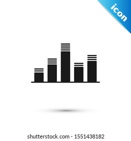 Black Music equalizer icon isolated on white background. Sound wave. Audio digital equalizer technology, console panel, pulse musical.  Vector Illustration
