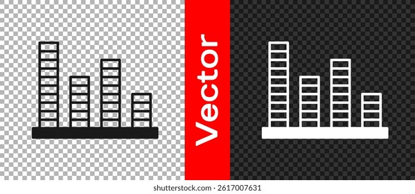 Black Music equalizer icon isolated on transparent background. Sound wave. Audio digital equalizer technology, console panel, pulse musical.  Vector