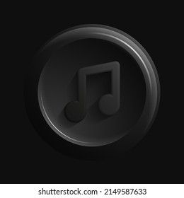 Black Music Icon. Round Isolated Button. Vector illustration
