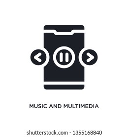 black music and multimedia isolated vector icon. simple element illustration from mobile app concept vector icons. music and multimedia editable logo symbol design on white background. can be use