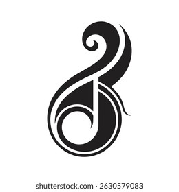 Vetor de Silhueta Simples com Ícone de Nota Musical Preto