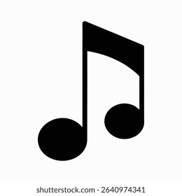 Black music note icon: a simple vector symbol of musical sound	