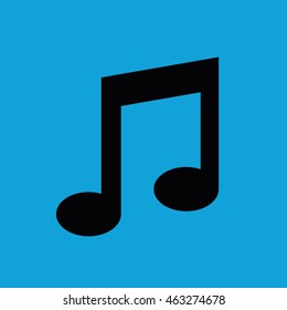Black music note icon vector. Blue background