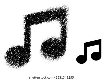 A black music note illustration featuring a halftone effect for a modern, creative look. Vector illustration.