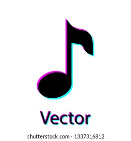 Black Music note, tone icon isolated on white background. Vector Illustration