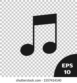 Black Music note, tone icon isolated on transparent background.  Vector Illustration