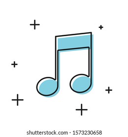 Black Music note, tone icon isolated on white background.  Vector Illustration