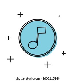 Black Music note, tone icon isolated on white background.  Vector Illustration
