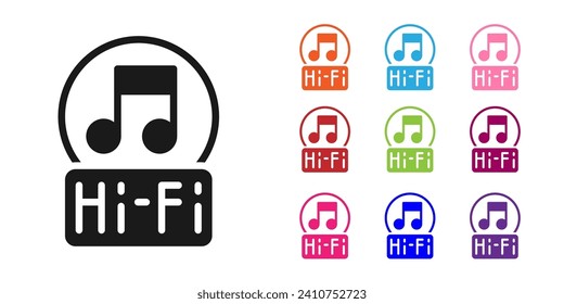 Black Music note, tone icon isolated on white background. Set icons colorful. Vector
