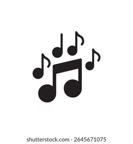 Black music notas ícone vetor em fundo branco representando ritmo de som de melodia e áudio. Ideal para interface de aplicativo de logotipo de música ou projetos de design criativo.