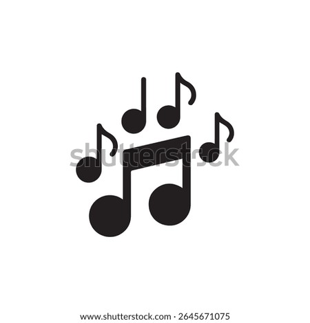 Black music notes icon vector on white background representing melody sound rhythm and audio. Ideal for music logo app interface or creative design projects.