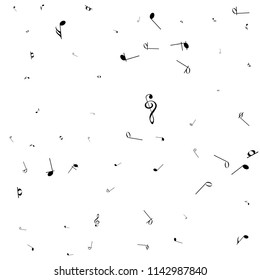 black music notes isolated on white background. Vector illustration