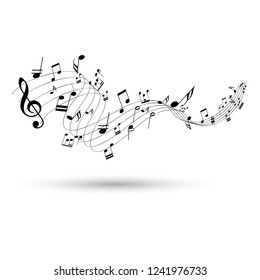 black music notes on a solid white background ,Music note design vector illustration 