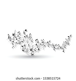 Black music notes on a solid white background ,Music note design vector illustration,