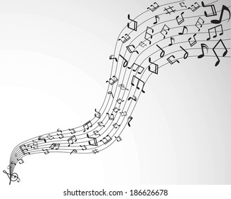 black music notes on a solid white background