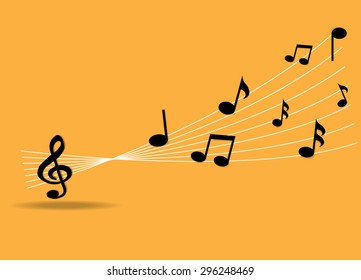 black music notes on a solid background