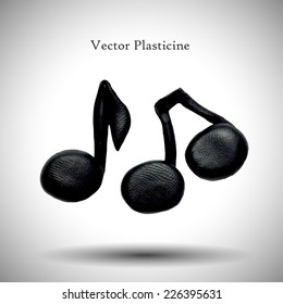 Black music notes plasticine