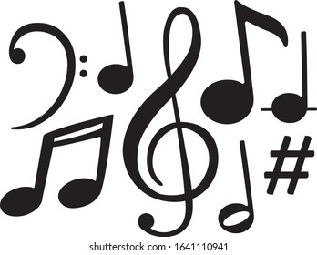 Black Music Notes Symbols Vector Stock Vector (Royalty Free) 1641110941 ...