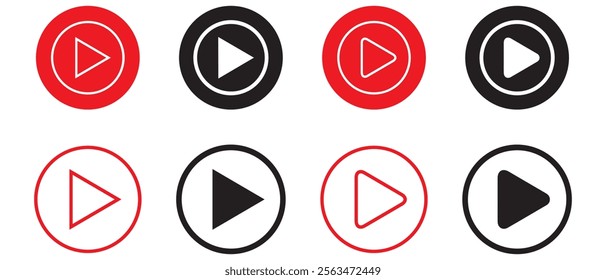 Black music play button icon set. Music or video play bar icon. Vector illustration EPS 10
