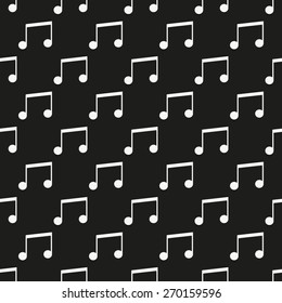 Black music seamless pattern - vector texture made with musical notes