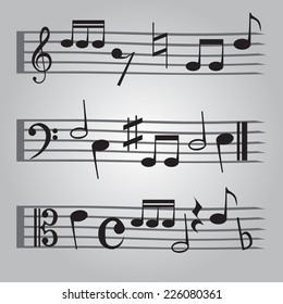 black music sheet note icons set eps10